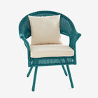 Roma Hand-Woven Resin Wicker Stacking Chair, TEAL, hi-res image number null
