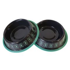 Boho Print Pet Dog Bowl, 24 oz, Black