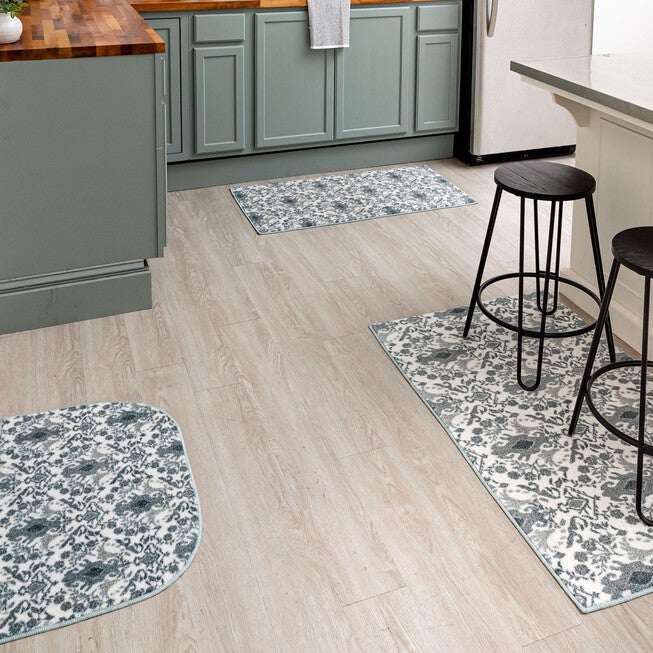 Damask Tile Navy Kitchen Rug, , alternate image number 10