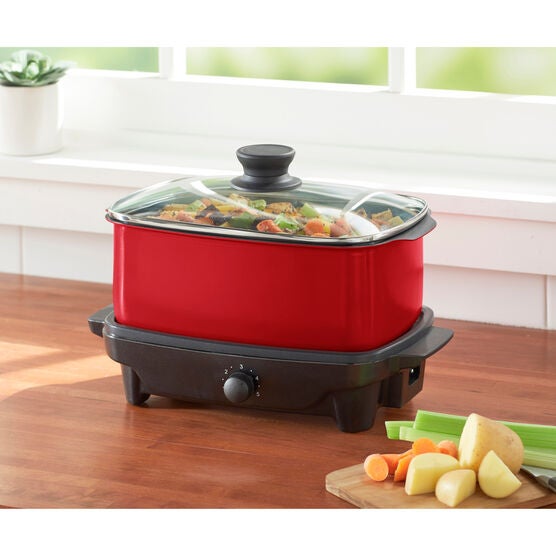 5-QT. Slow Cooker with Griddle & Tote Bag, RED, hi-res image number null