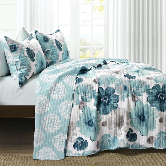 Lush Décor Leah Quilt Blue 3Pc Set, , alternate image number null