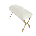 White Fur and Metal Contemporary Bench, 20x42x17, , alternate image number null