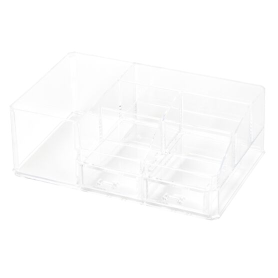 Clearly Chic Makeup Cosmetic Jewelry Organizer Display Box 6 Comp With 2 Drawers, , on-hover image number null