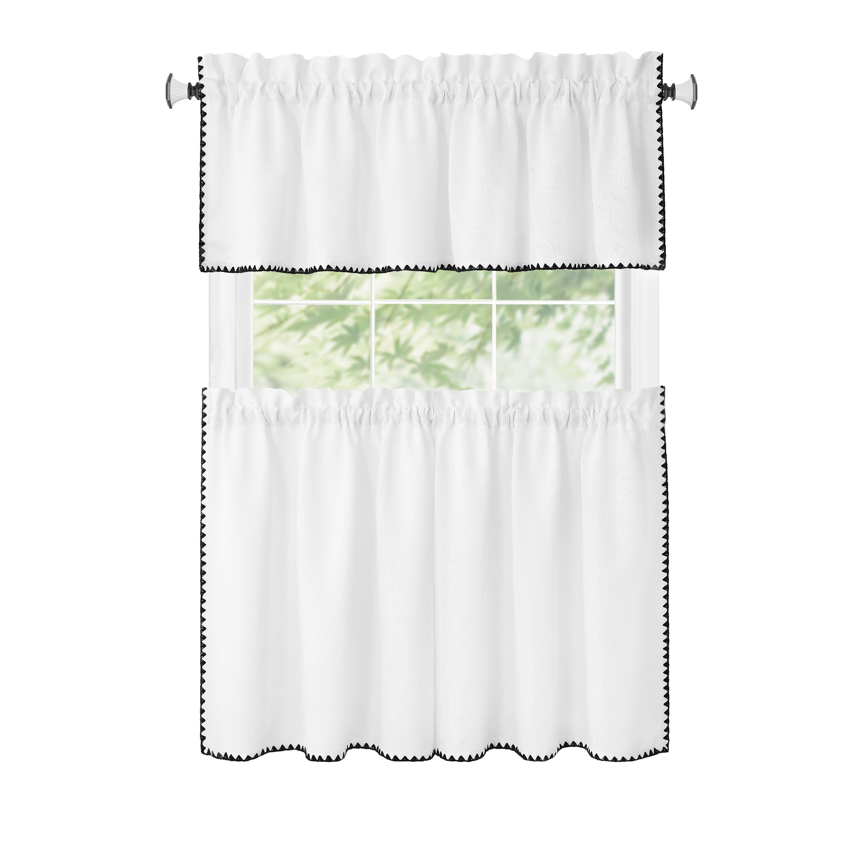 Kendal Tier and Valance Window Curtain Set, WHITE, alternate image number 1