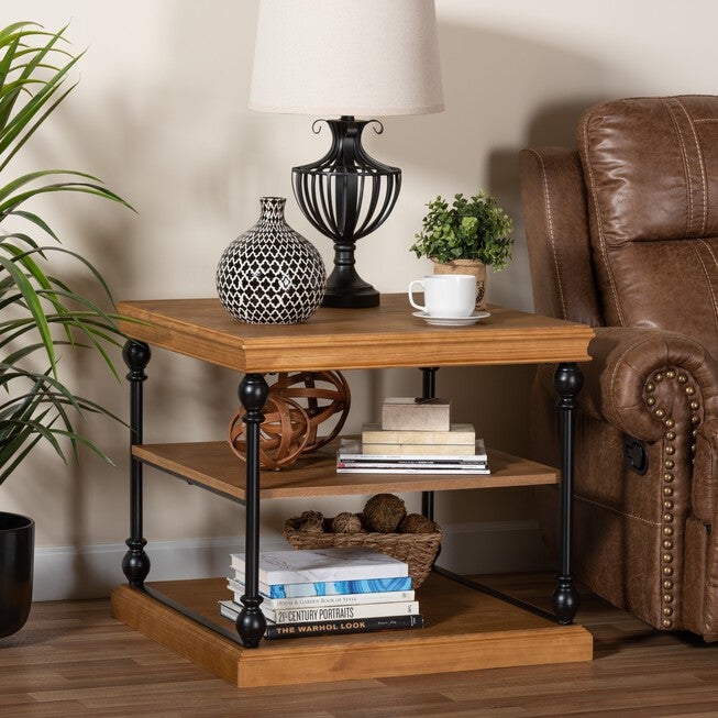 Sebastian Traditional Industrial 3-Tier End Table, , alternate image number 5