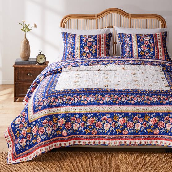 Marsha Quilt And Pillow Sham Set, BLUE, hi-res image number null