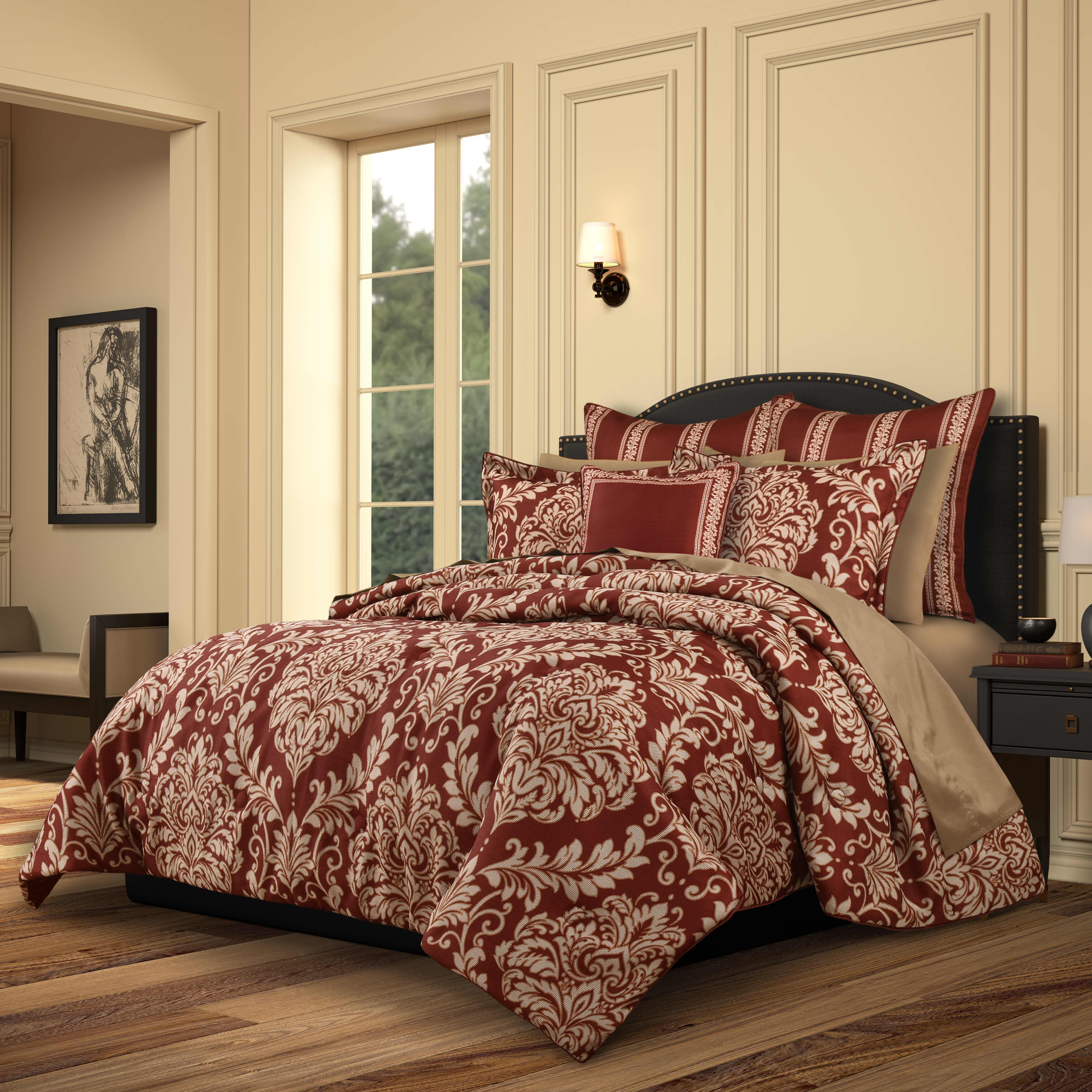 Lazia 3 Piece Comforter Set, RED, alternate image number null