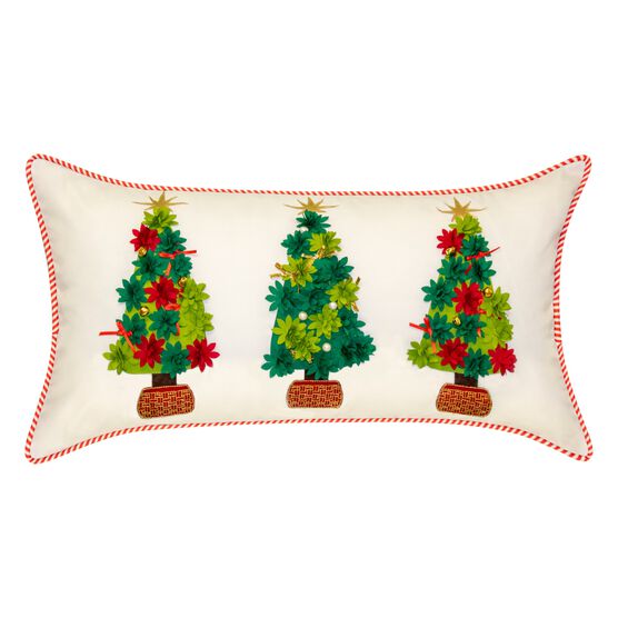 Indoor & Outdoor Holiday Potted Christmas Trees Decorative Pillow , MULTI, hi-res image number null