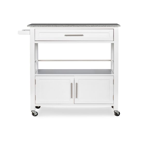 Cameron White Kitchen Cart With Granite Top, , alternate image number null