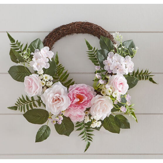 18" Summer Pink Rose Wreath, MULTI, hi-res image number null