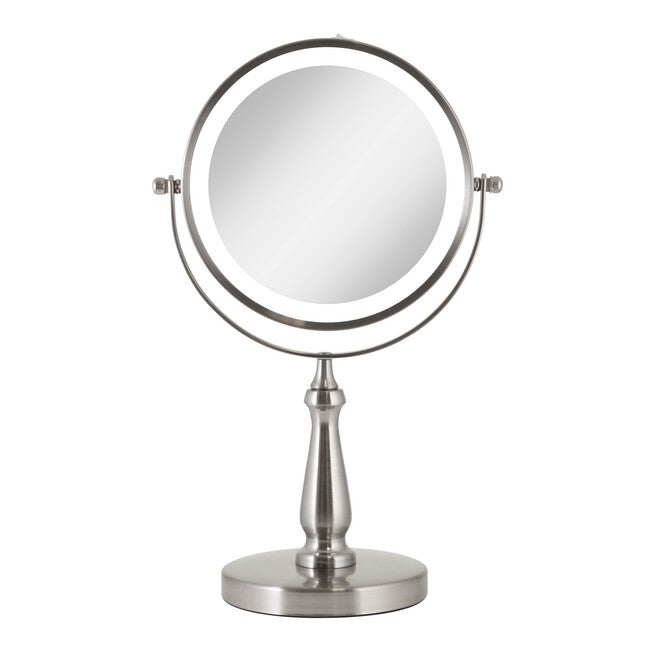 LED Lighted Dual Sided Vanity Mirror 8X/1X, NICKEL, hi-res image number 0
