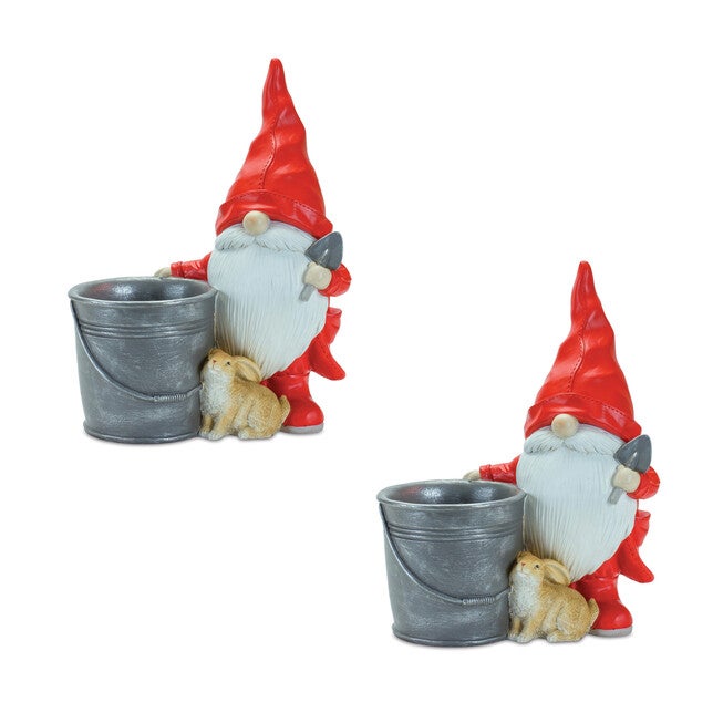 Raincoat Garden Gnome Statue With Bucket Planter 24.75 inchesH, , on-hover image number null
