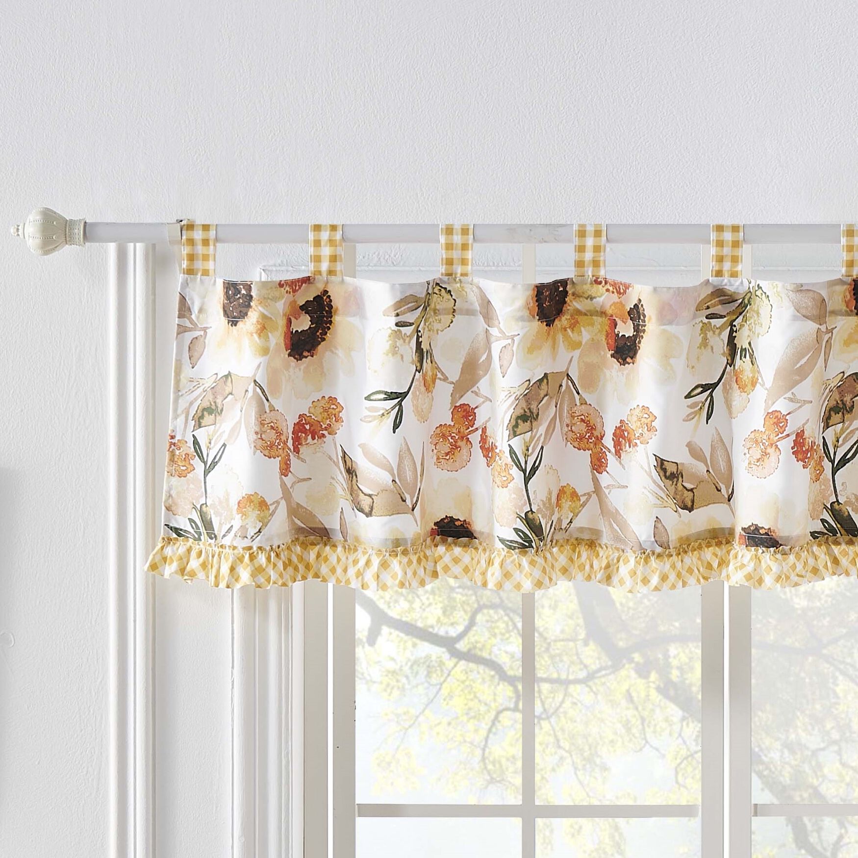 Somerset Ruffled Gingham Window Valance 84", Gold Woman Within
