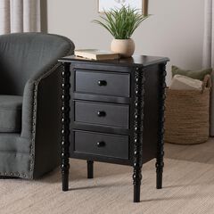 Malinda Classic White Wood 3-Drawer End Table with Spindle Legs