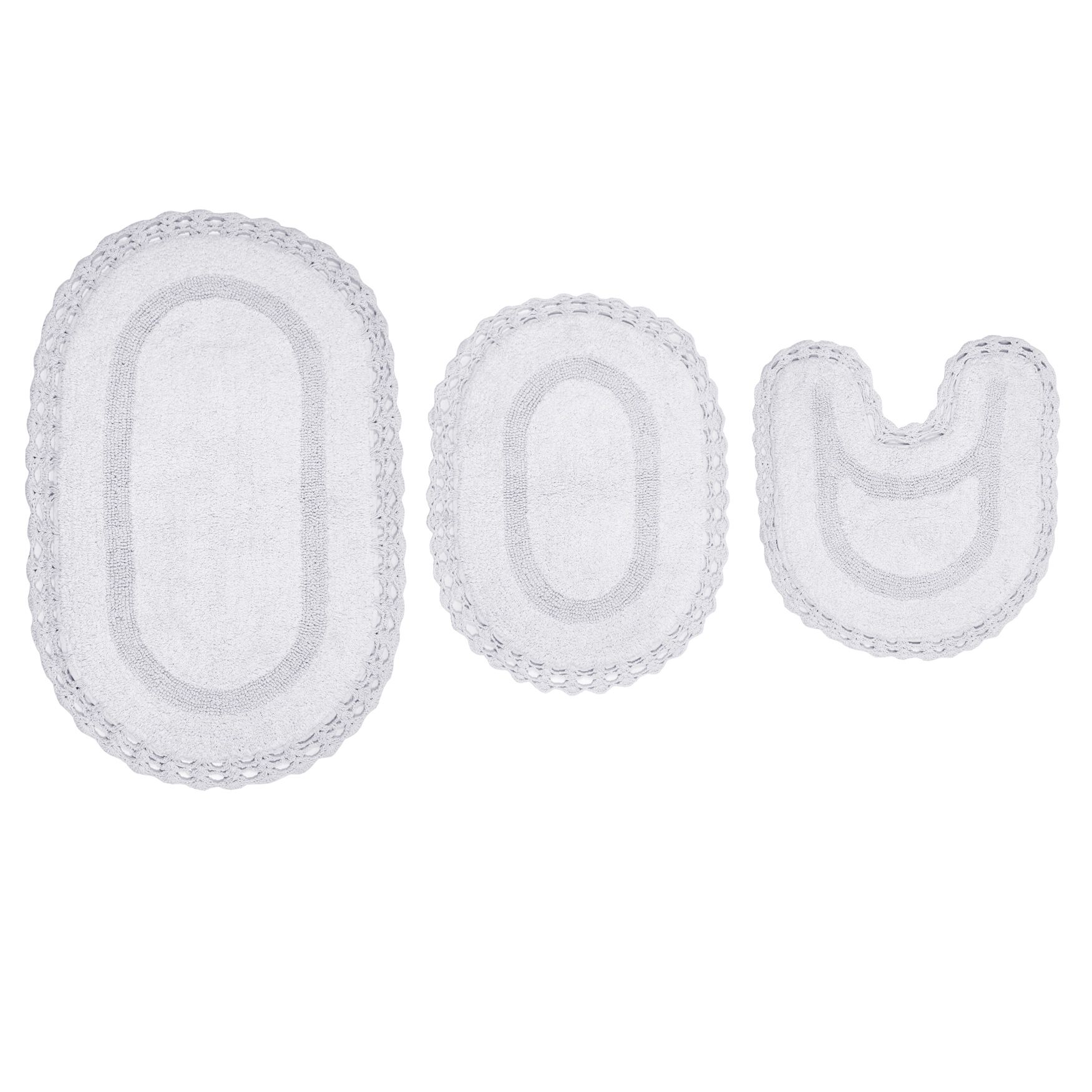 Hampton Crochet 3-Pc. Bath Mat Set, WHITE, hi-res image number 0