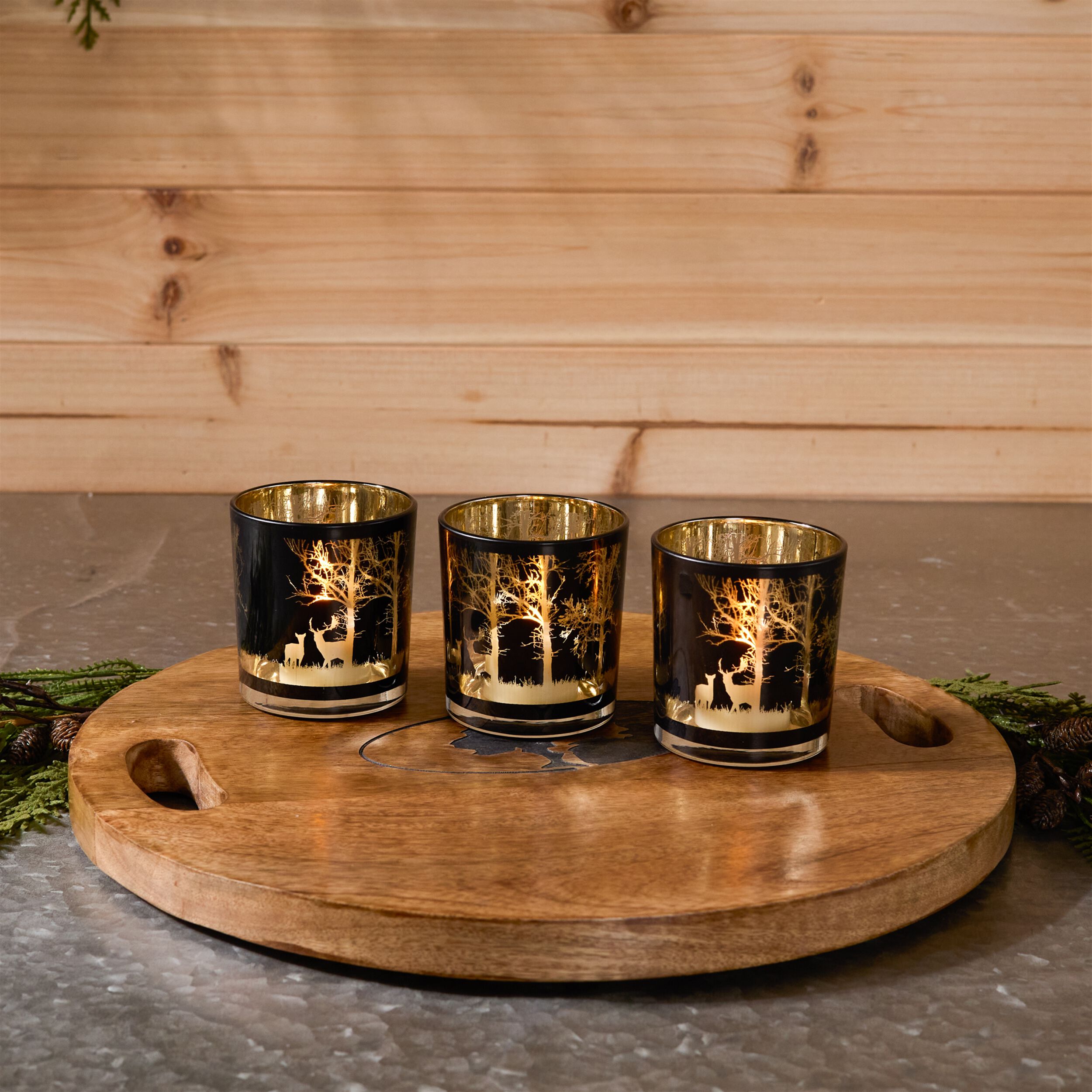 Mossy Oak Deer Votive (Set of 3), BLACK GOLD, alternate image number 1