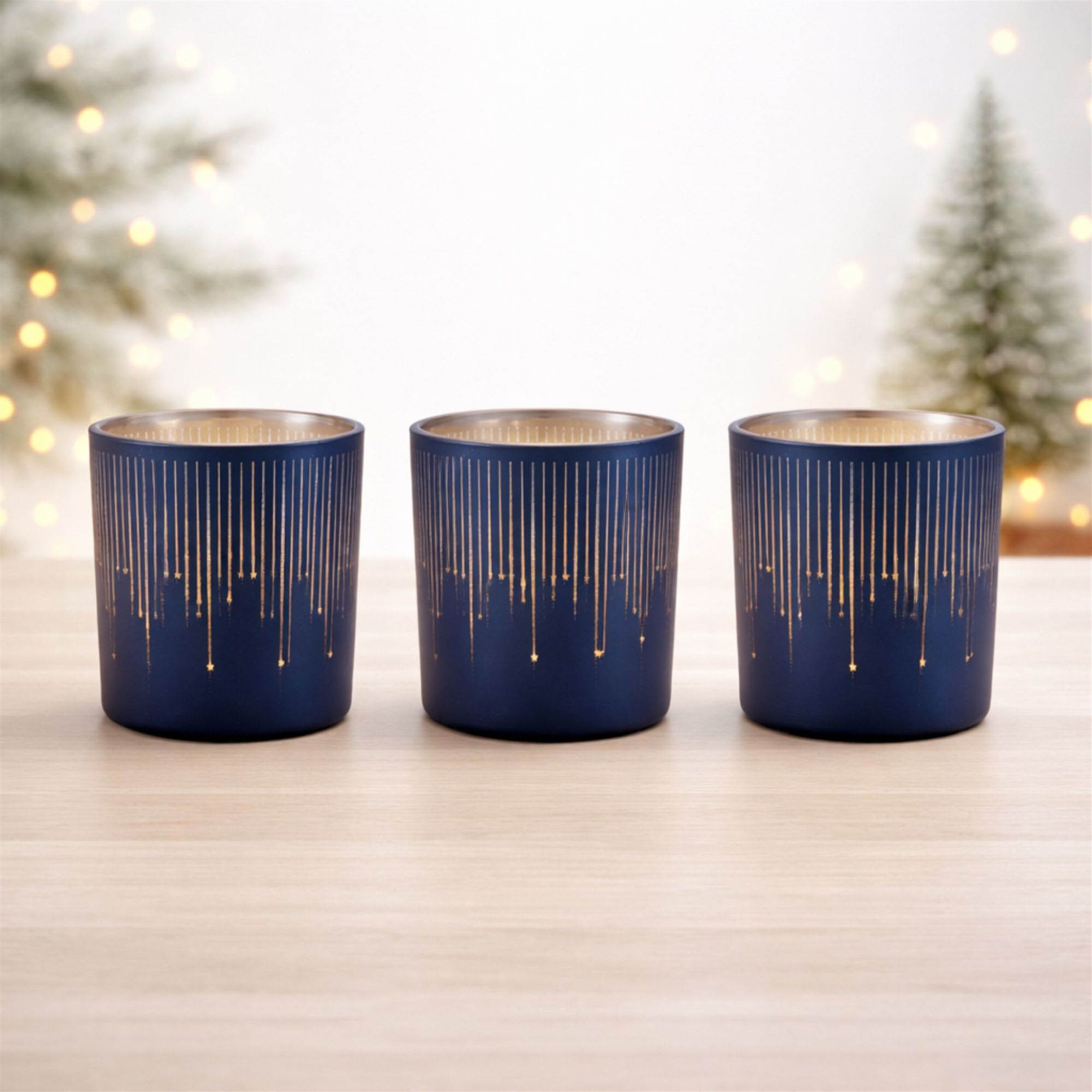 Patterned Glass Votive Holder (Set of 3), BLUE, alternate image number 2