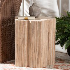 Janeth Bohemian Woven Grasscloth End Table