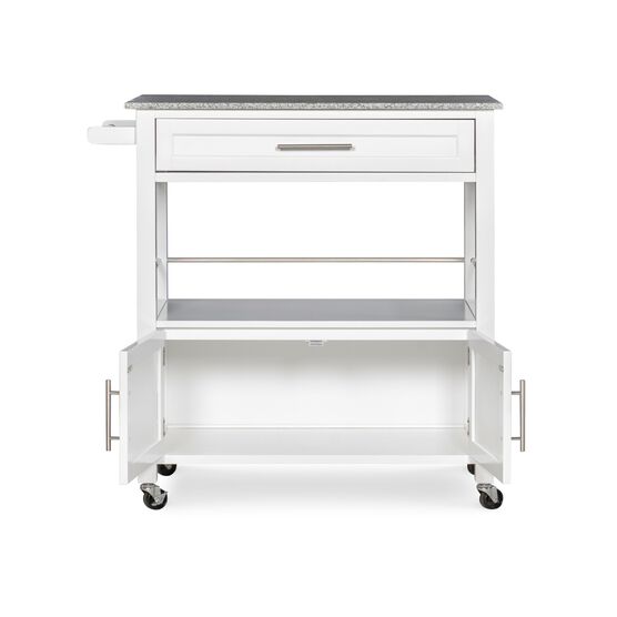 Cameron White Kitchen Cart With Granite Top, , alternate image number null