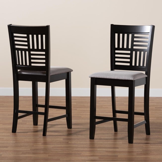 Deanna Modern Beige Fabric And Dark Brown Finished Wood 2-Piece Counter Stool Set, , alternate image number null