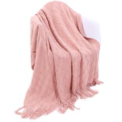 Battilo Home Soft Throw Blanket Warm & Knitted Blankets with Decorative Fringe Lightweight for Bed o
