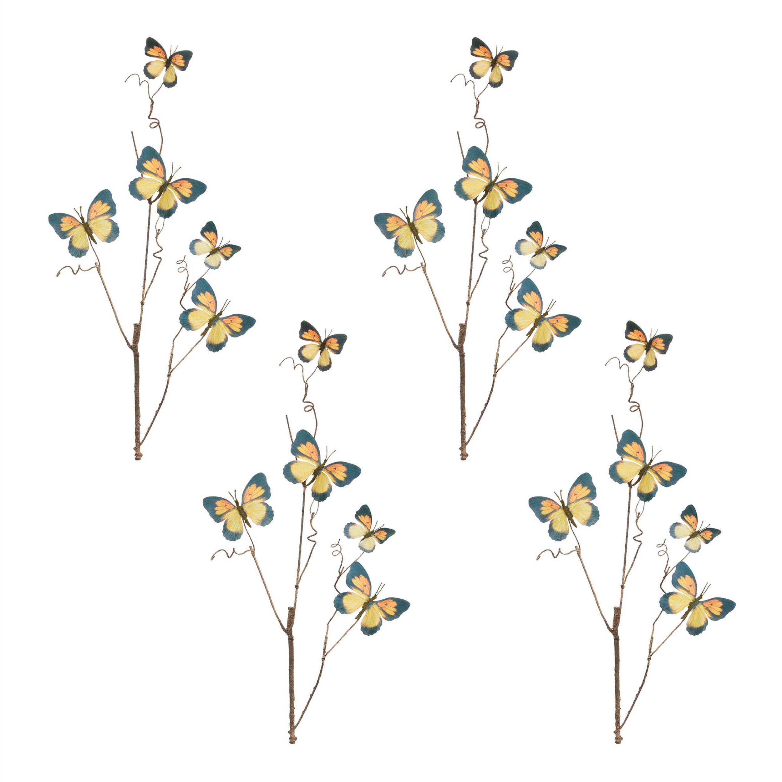 Butterfly Twig Spray Set of 4, YELLOW BLUE, alternate image number 2