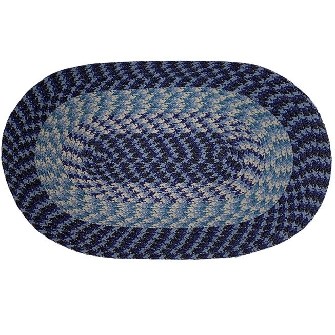 Alpine Braid Collection Reversible Indoor Area Rug, 88 inches" x 112' Oval , NAVY STRIPE, hi-res image number 0