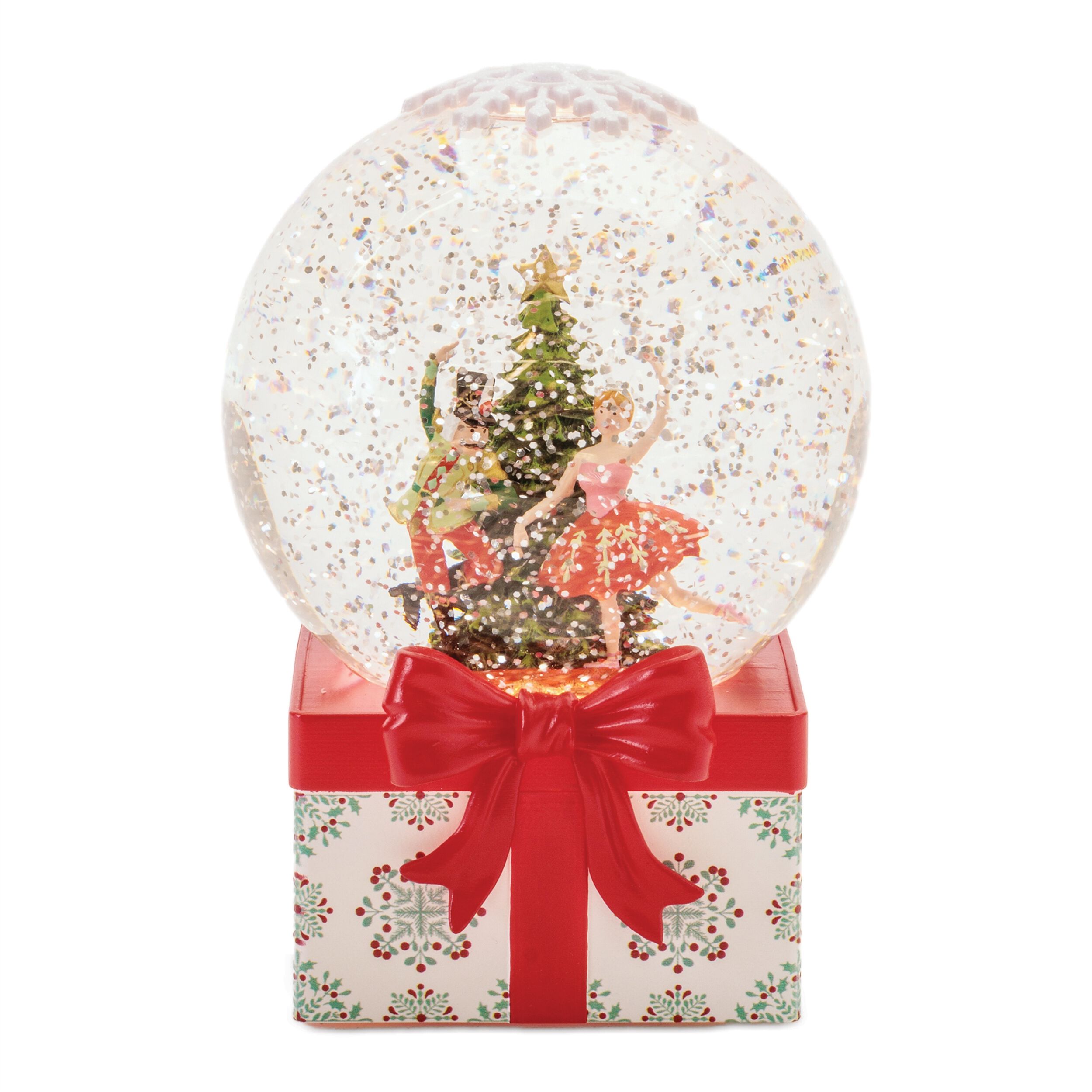 LED Nutcracker and Ballerina Snow Globe 6.5 inchesH, RED, hi-res image number 0