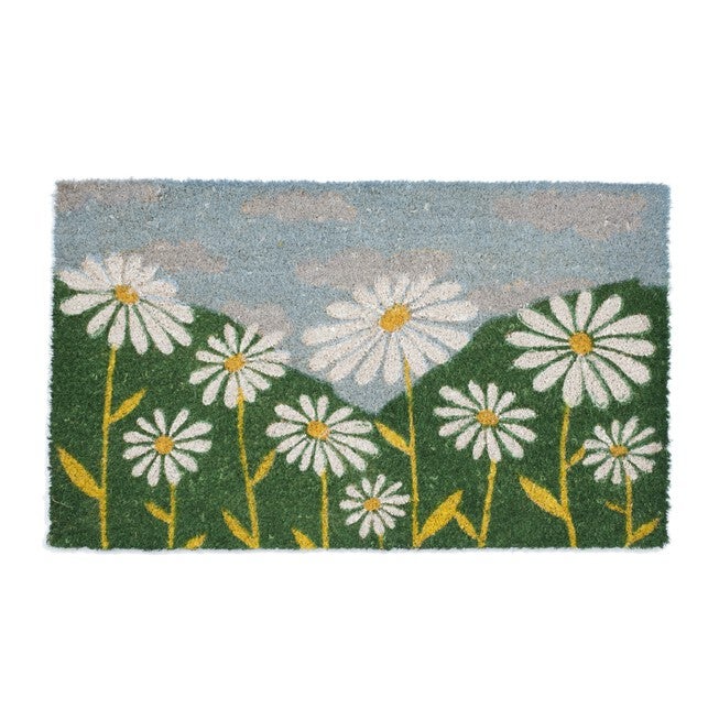 White Daisies Coir Mat With Vinyl Backing Floor Coverings, MULTI, hi-res image number null