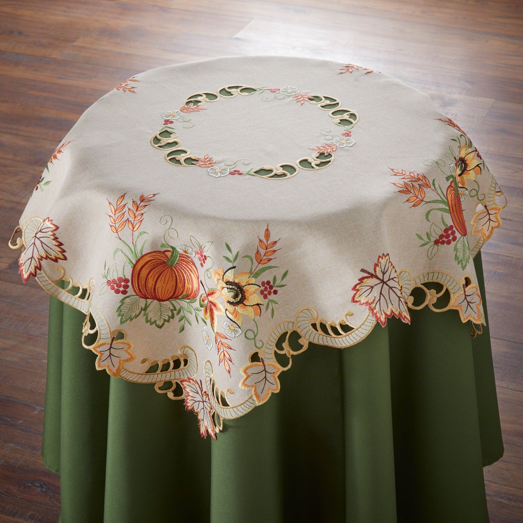 Embroidered Cut Out Harvest Table Topper