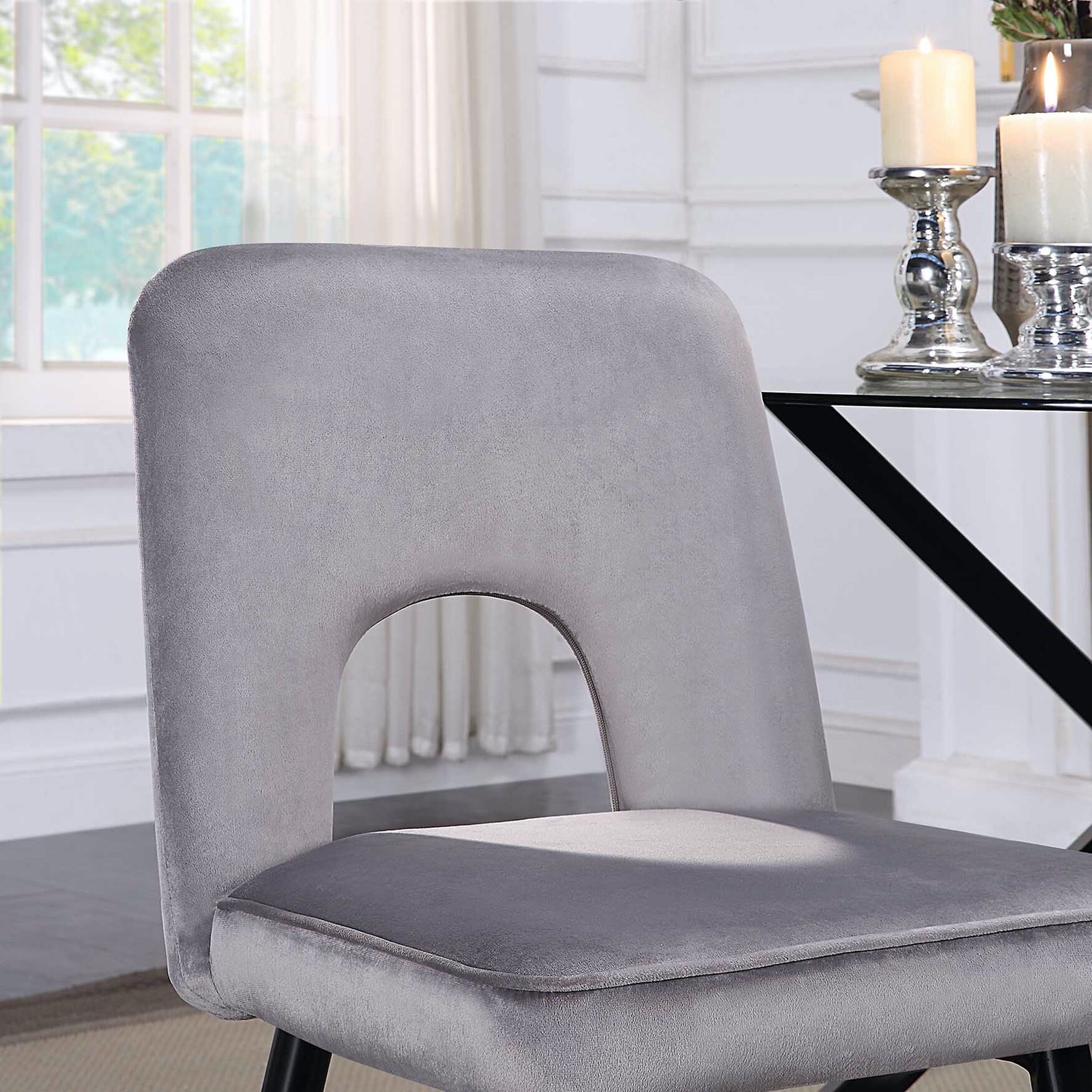Nancy Grey Velvet Accent Dining Chair, Set of 2, , on-hover image number 1
