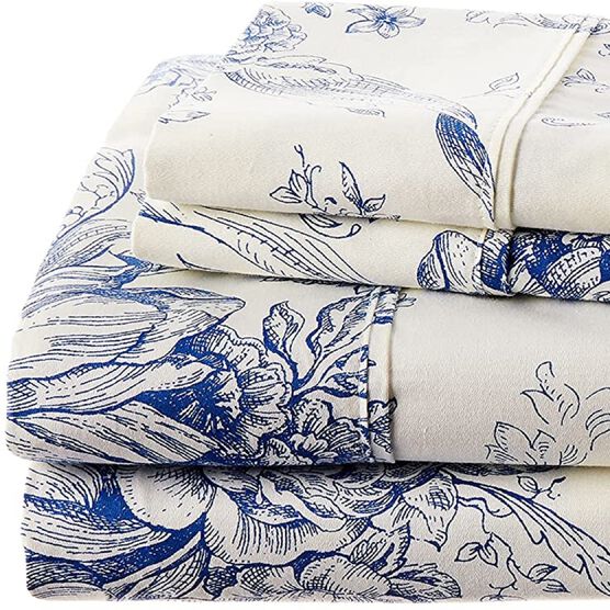 Toile Cotton Sheet Set, Navy, , alternate image number null