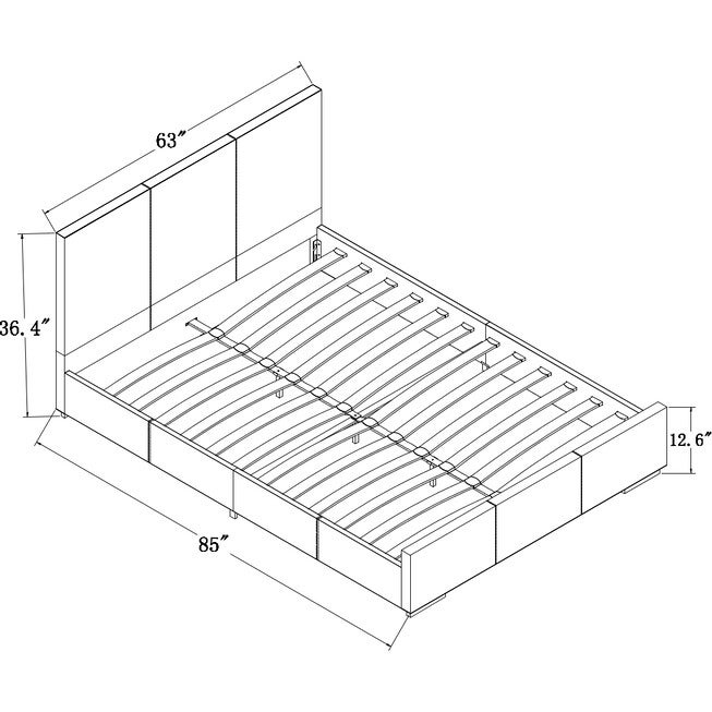 Hindes Upholstered Platform Bed, Beige, King, BEIGE, alternate image number 2