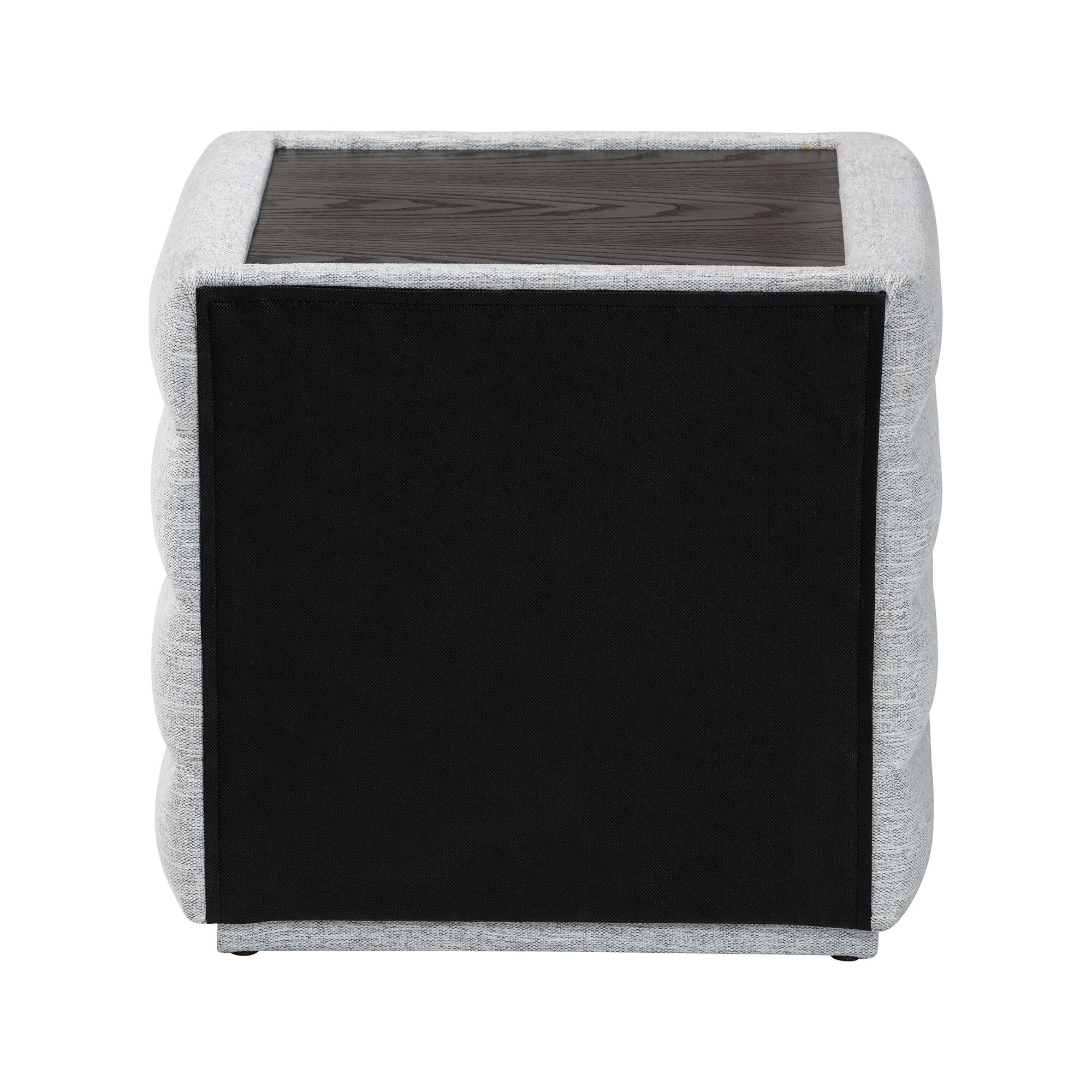 Cadmus Modern Light Grey Channel-Tufted Fabric 2-Drawer Nightstand, GREY, alternate image number 5