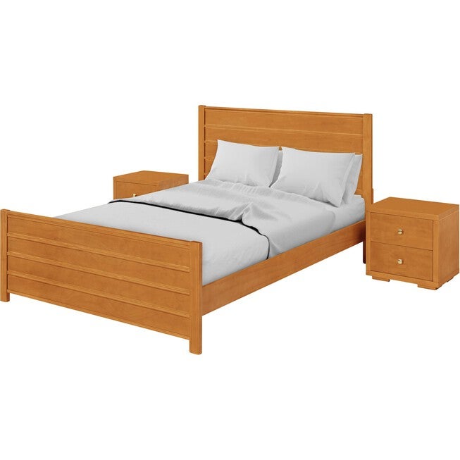 Caroline Wooden Platform Bed in Cherry, King with 2 Nightstands, CHERRY, alternate image number null