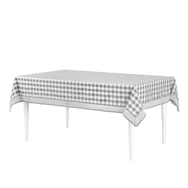 Buffalo Check Tablecloth - 60-in x 84-in, GREY, hi-res image number null
