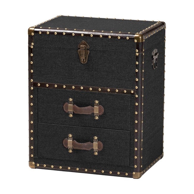 Agatha Vintage Black Canvas 2-Drawer Storage Trunk, BLACK, alternate image number 1