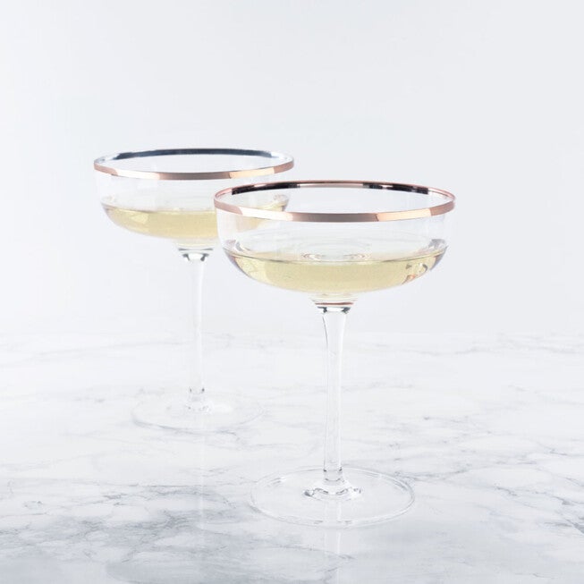 Copper Rim Crystal Coupe Set, , alternate image number 2
