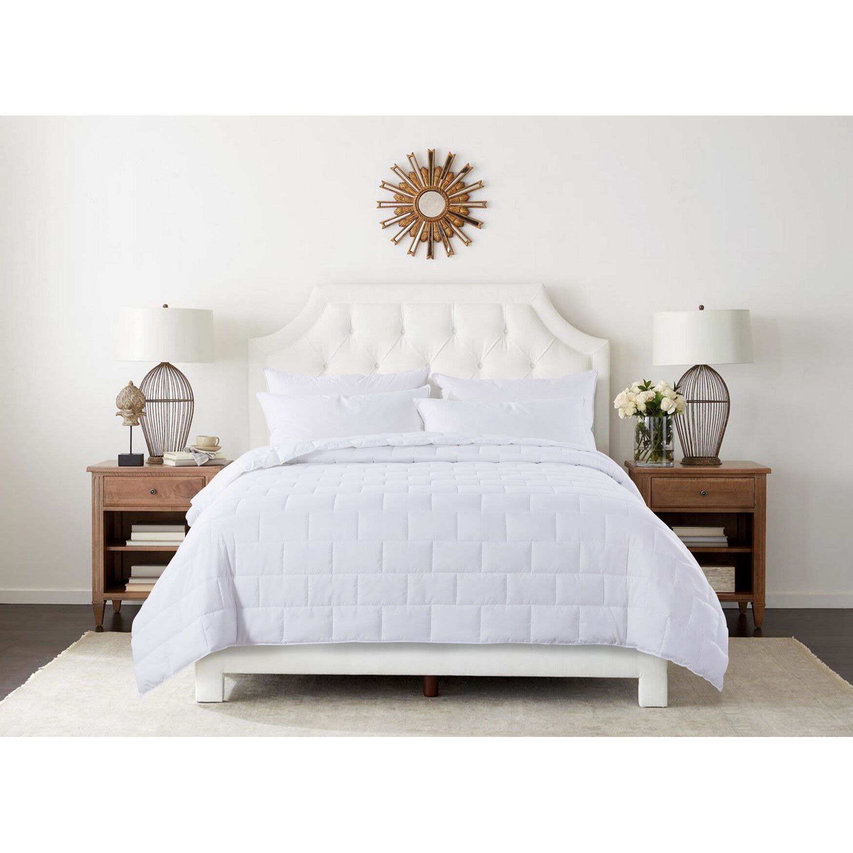 Subway Tile Stitch Down Alternative Blanket, WHITE, hi-res image number 0