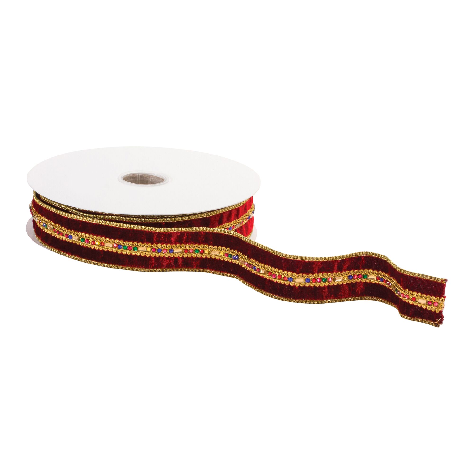 Red and Gold Ribbon 1.5 inches x 10 yds., RED GOLD, alternate image number 1