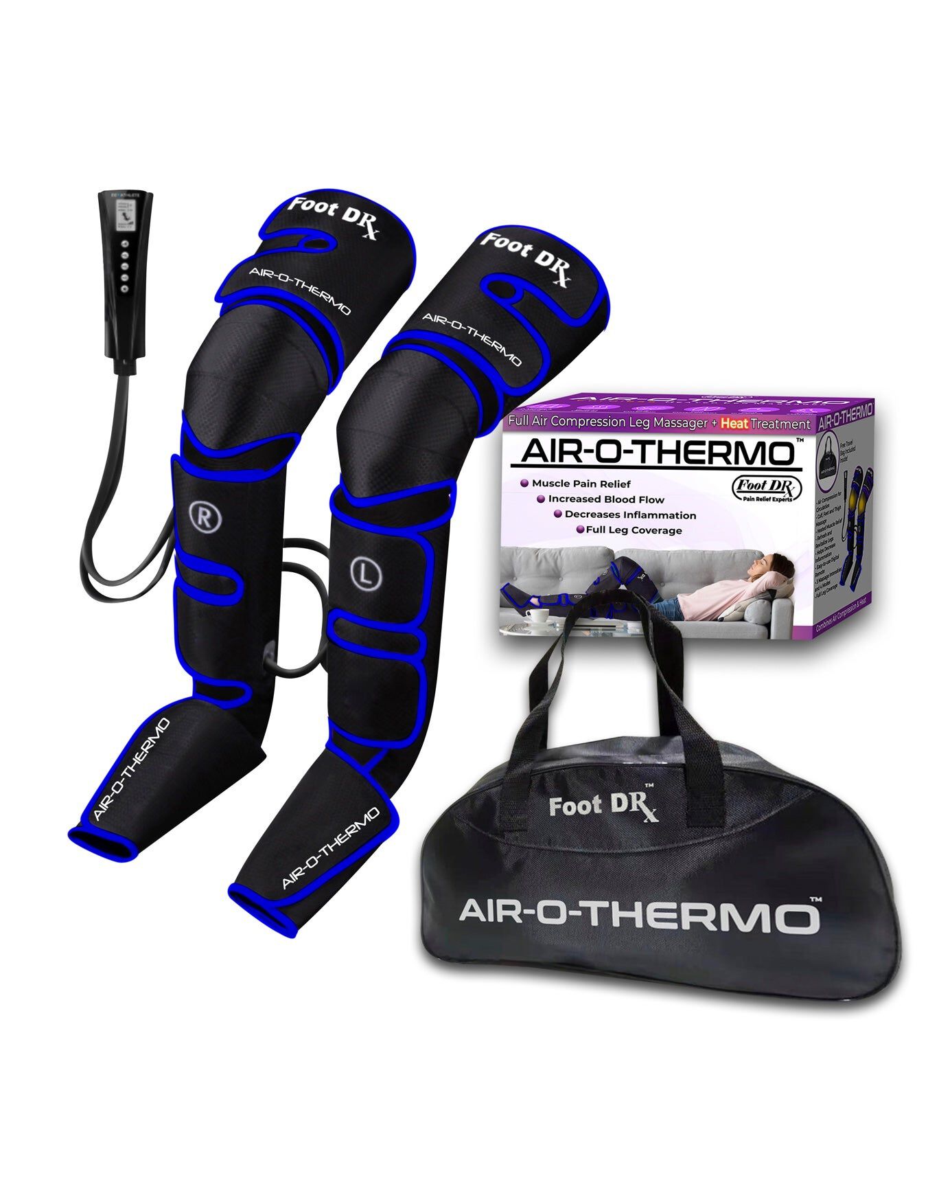 Air-O-Thermo Full Air Compression Leg Massager, BLACK, hi-res image number 0