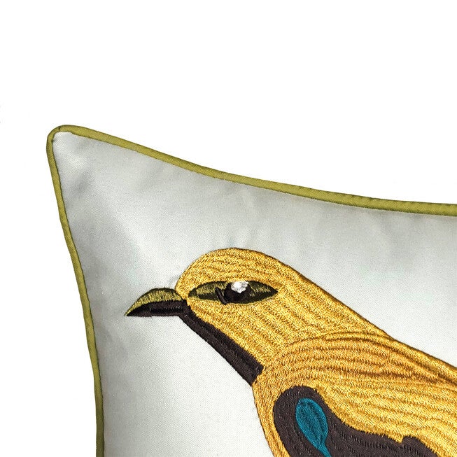 Edie @ Home Indoor/Outdoor Bold Embroidered Bird Decorative Throw Pillow 18X18, Leaf Multi, , alternate image number null