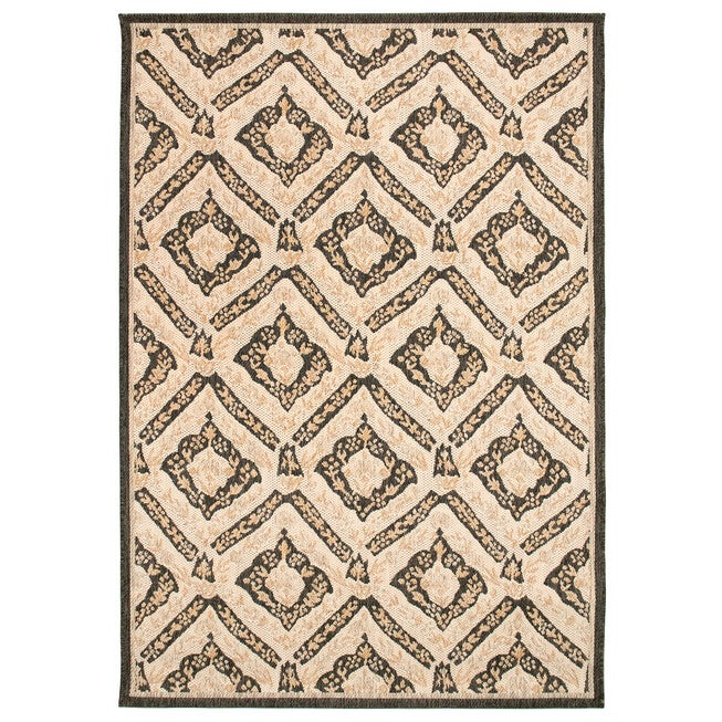 Liora Manne Portofino Palmettes Indoor/Outdoor Rug, BLACK, hi-res image number 0