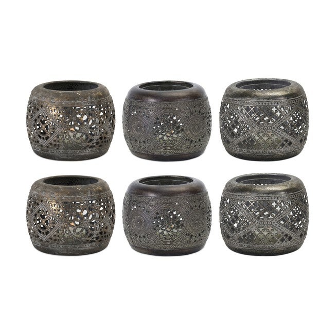 Votive Holder (Set of 6) 4.5 inchesDx 4 inchesH Metal, SILVER/BRONZE, hi-res image number null