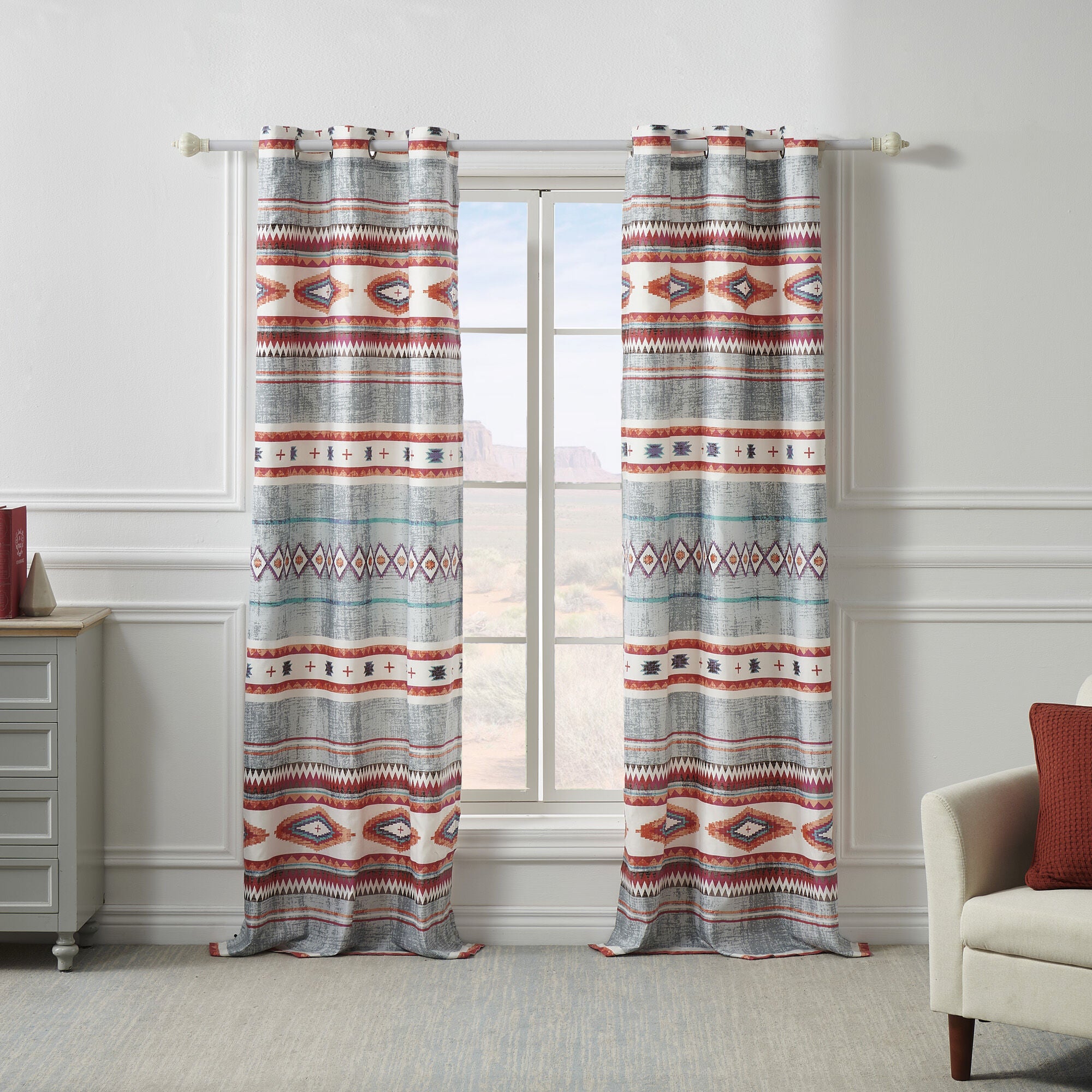 Kiva Window Curtain Panels, Set of 2, 84 inches, STONE, alternate image number 4