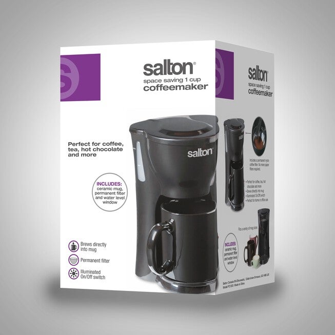 Space Saving 1 Cup Coffee Maker - Black, , alternate image number null