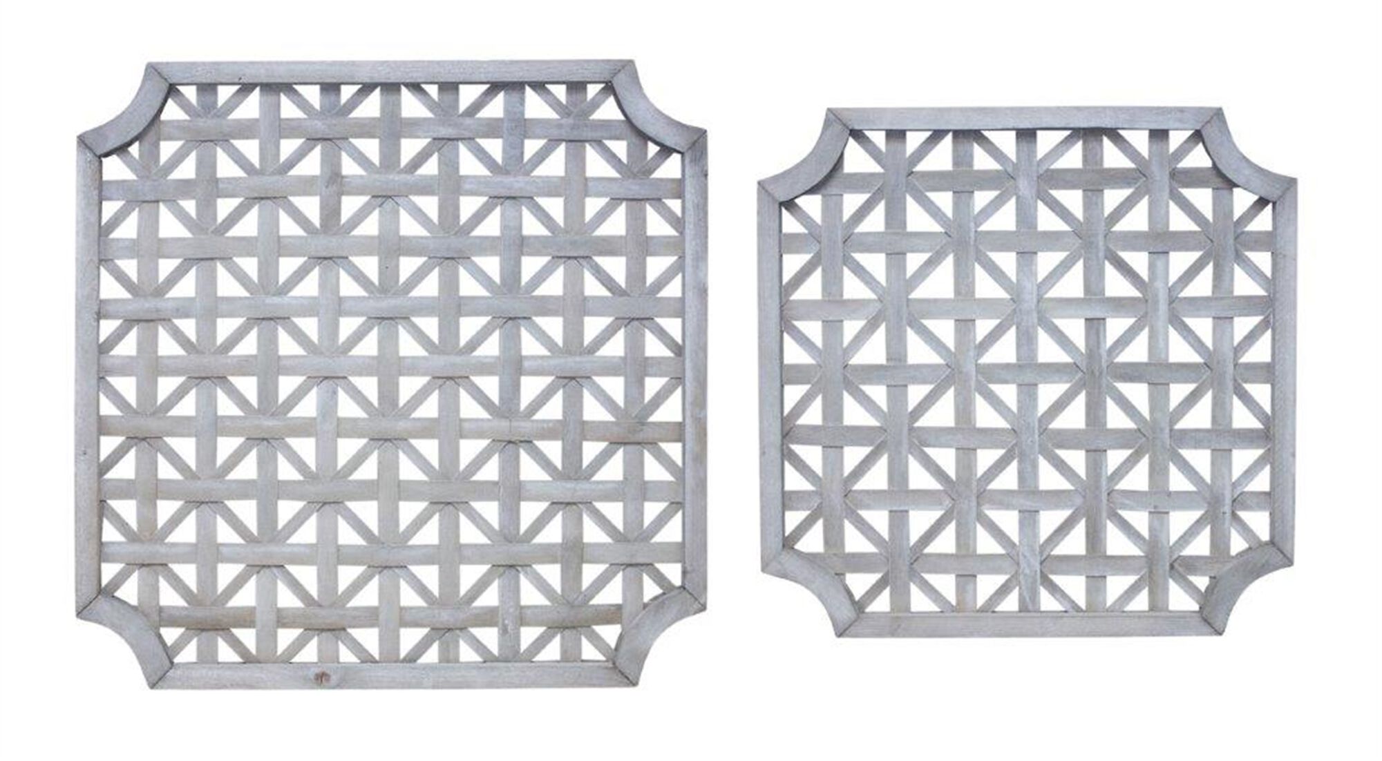 Wall Hanging (Set of 2) 23.25 inchesSQ, 27.25 inchesSQ Wood, GREY/WHITE, hi-res image number 0