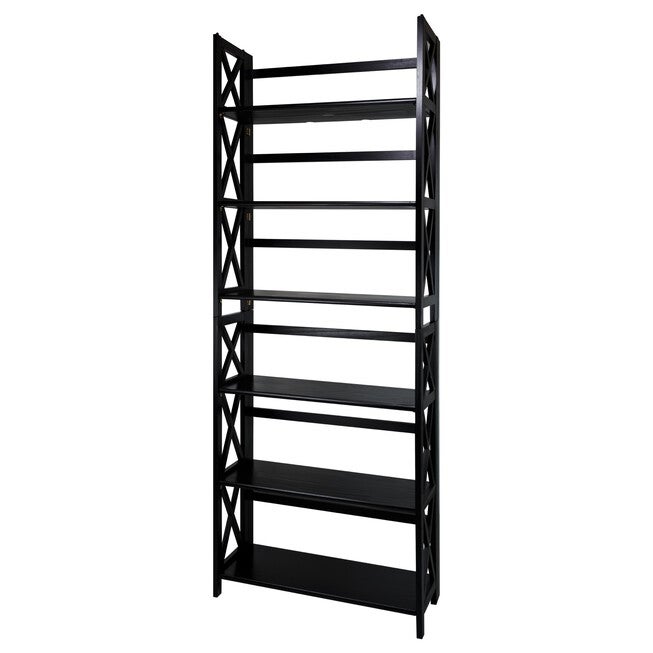Montego 3-Shelf Folding Bookcase -Black, , alternate image number 5