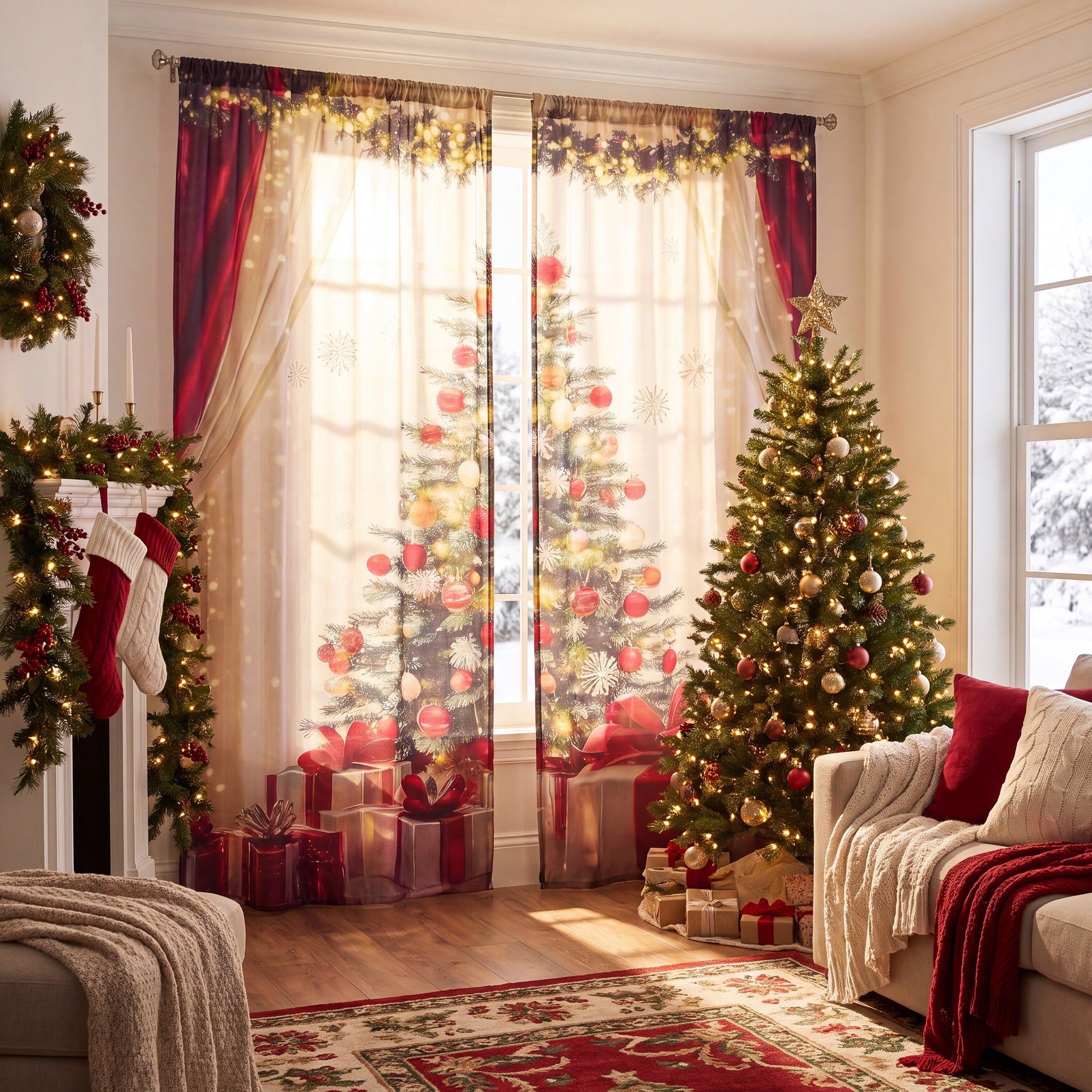 Christmas Tree Curtain panel