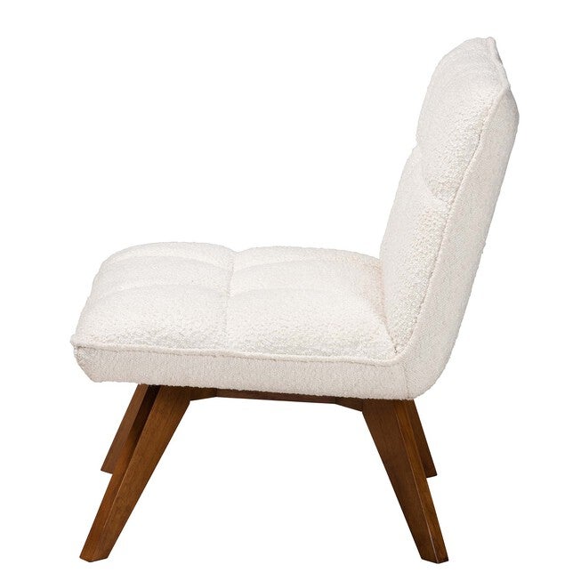 Darielle Japandi Cream Boucle Fabric And Walnut Brown Finished Rubberwood Accent Chair, , alternate image number 2